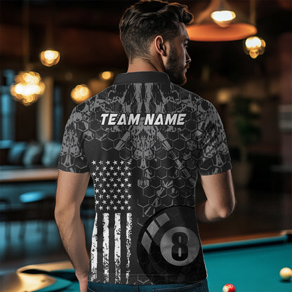 US Flag Eagle Billiard Jerseys 8 Ball Pool Billiard for Men Billiard Shirts Polo & 1/4 Zip NNT04