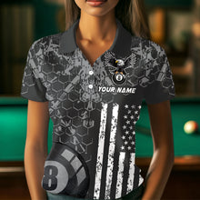 Load image into Gallery viewer, US Flag Eagle Billiard Jerseys 8 Ball Pool Billiard for Women Billiard Shirts Polo &amp; 1/4 Zip NNT04