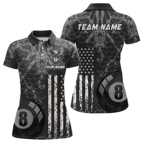 US Flag Eagle Billiard Jerseys 8 Ball Pool Billiard for Women Billiard Shirts Polo & 1/4 Zip NNT04