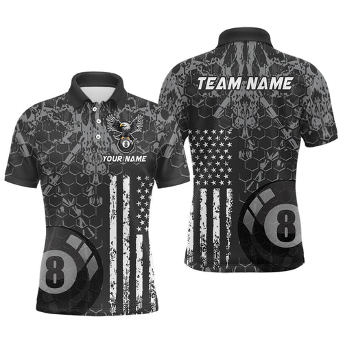 US Flag Eagle Billiard Jerseys 8 Ball Pool Billiard for Men Billiard Shirts Polo & 1/4 Zip NNT04