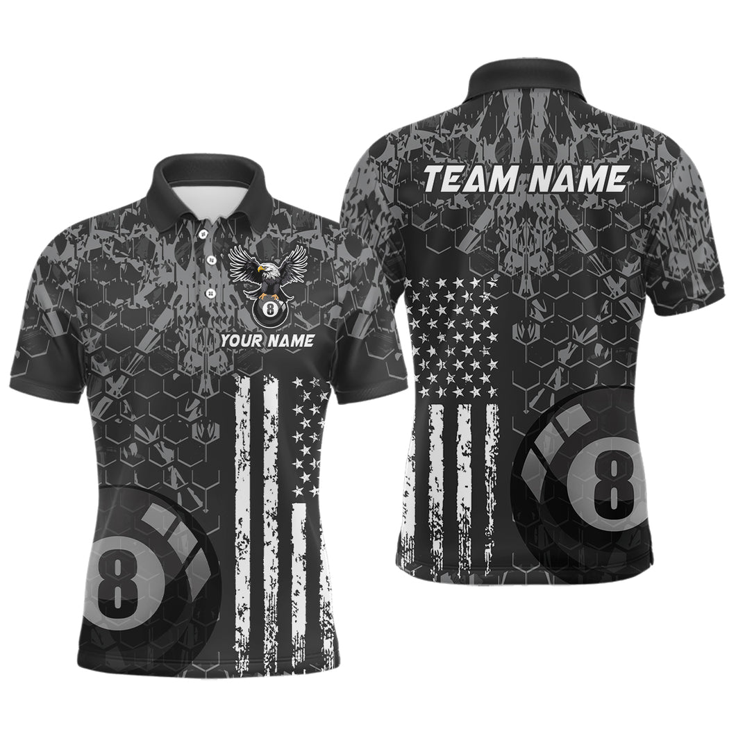 US Flag Eagle Billiard Jerseys 8 Ball Pool Billiard for Men Billiard Shirts Polo & 1/4 Zip NNT04