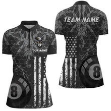 Load image into Gallery viewer, US Flag Eagle Billiard Jerseys 8 Ball Pool Billiard for Women Billiard Shirts Polo &amp; 1/4 Zip NNT04