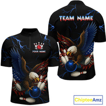 Load image into Gallery viewer, Blue Thunder US Flag Eagle Bowling Shirts for Men Team Bowling Polo &amp; Quarter-Zip HNT96