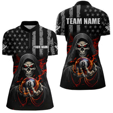 Load image into Gallery viewer, US Flag Skull Billiard Team Jersey for Women Billiard Shirt Polo &amp; 1/4 Zip NNT40