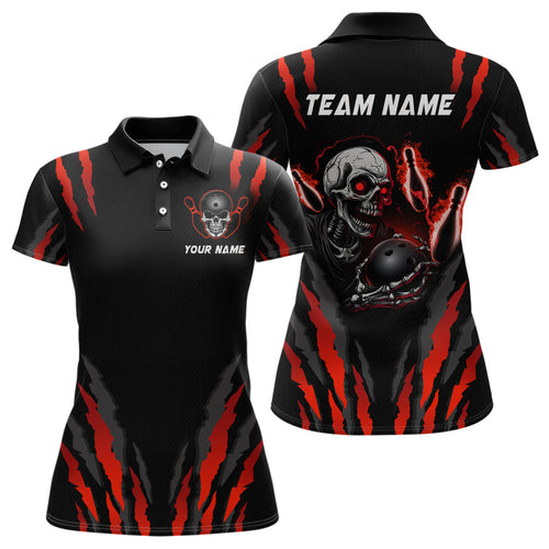 Skull Bowling Custom Women Bowling Polo & Quarter-Zip Bowling Team Jerseys HNT47