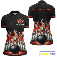 Load image into Gallery viewer, Flame Bowling Custom Women Bowling Shirt Polo &amp; Quarter-Zip Bowling Team Jerseys HNT56