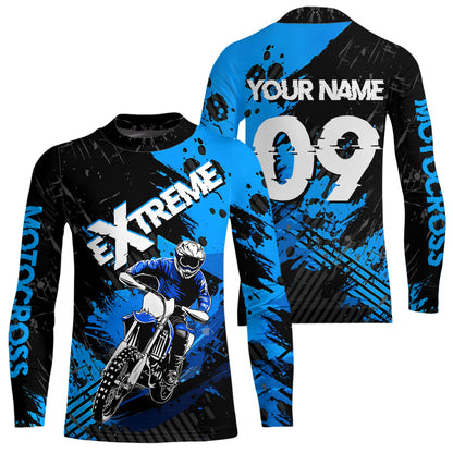 Blue Motocross Jersey Extreme Racing Jersey Kid Adult UPF30+ Custom Youth Motorcycle Shirt DNT85