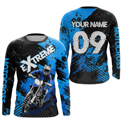 Blue Motocross Jersey Extreme Racing Jersey Kid Adult UPF30+ Custom Youth Motorcycle Shirt DNT85