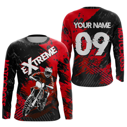 Red Motocross Jersey Extreme Racing Jersey Kid Adult UPF30+ Custom Youth Motorcycle Shirt DNT85