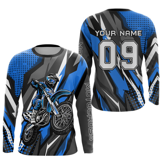 Custom Blue Motocross Racing Jersey Men Women Kid Upf30+ Dirt Bike Shirt Racing Jersey DNT83