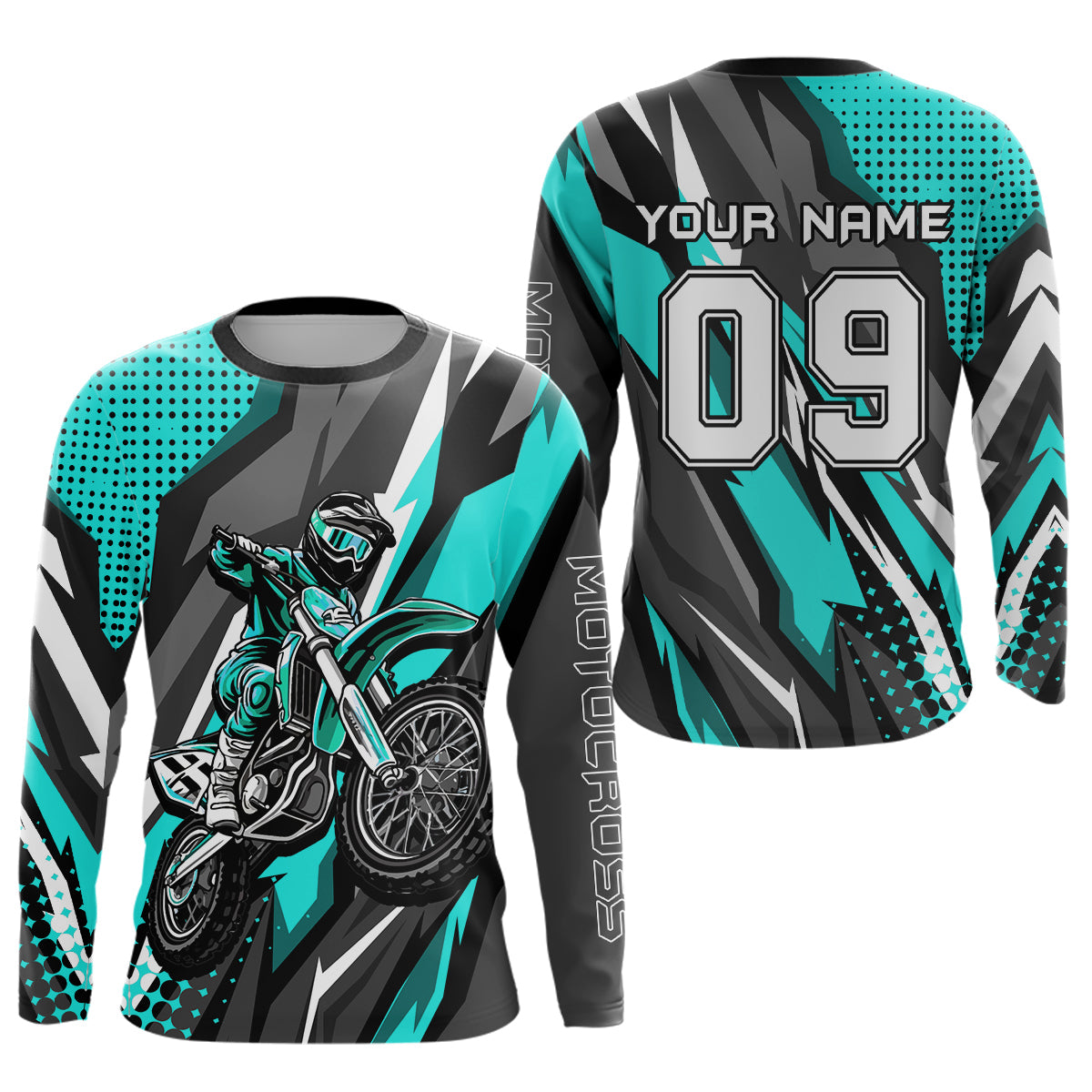 Custom Turquoise Motocross Racing Jersey Men Women Kid Upf30+ Dirt Bike Shirt Racing Jersey DNT83
