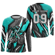 Load image into Gallery viewer, Custom Turquoise Motocross Racing Jersey Men Women Kid Upf30+ Dirt Bike Shirt Racing Jersey DNT83