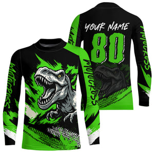 Green Dinosaur Motocross Racing Jersey UPF30+ MX Racing Dirt Bike Jersey Kid Men Women DNT05