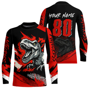 Red Dinosaur Motocross Racing Jersey UPF30+ MX Racing Dirt Bike Jersey Kid Men Women DNT05