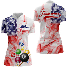 Load image into Gallery viewer, Billiard Jerseys US Flag Smoke 8 Ball Pool Billiard Shirts for Women Team Polo &amp; 1/4 Zip NNT19