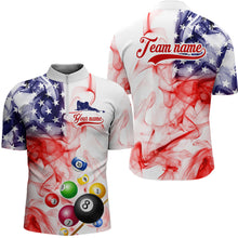 Load image into Gallery viewer, Billiard Jerseys US Flag Smoke 8 Ball Pool Billiard Shirts for Men Team Polo &amp; 1/4 Zip NNT19