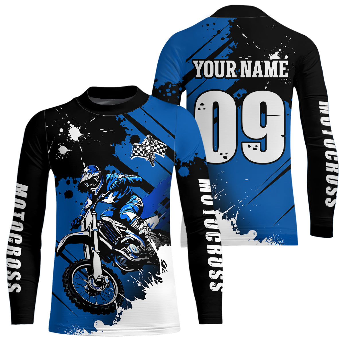 Personalized Blue Dirt Bike Jersey Motocross Jersey Men Women Kid Upf30+Youth Racing Jersey DNT76