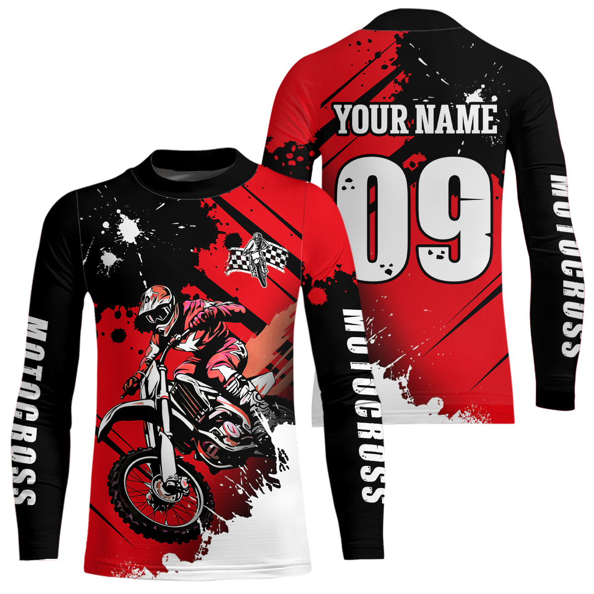 Personalized Red Dirt Bike Jersey Motocross Jersey Men Women Kid Upf30+Youth Racing Jersey DNT76