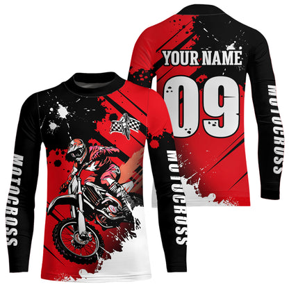 Personalized Red Dirt Bike Jersey Motocross Jersey Men Women Kid Upf30+Youth Racing Jersey DNT76