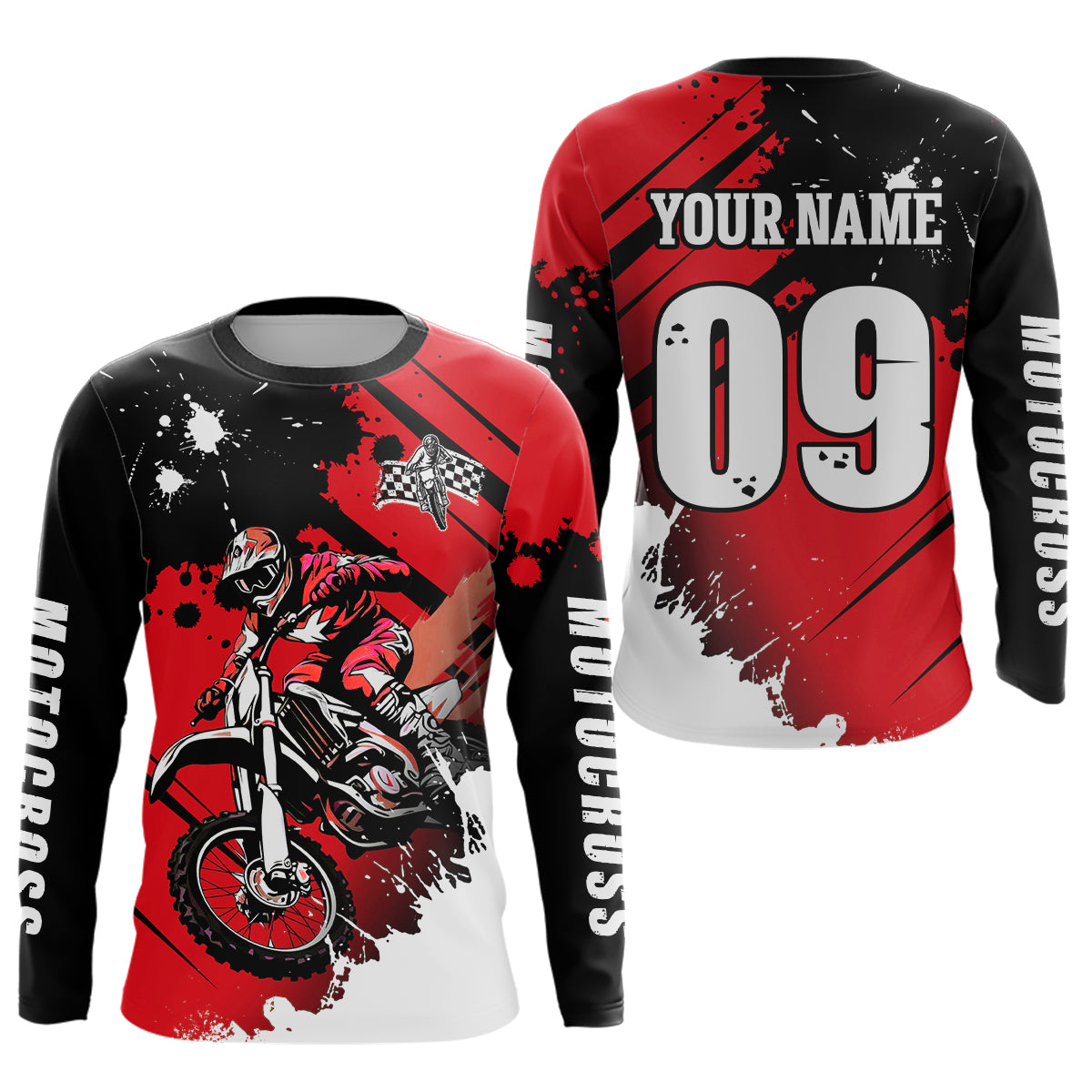 Personalized Red Dirt Bike Jersey Motocross Jersey Men Women Kid Upf30+Youth Racing Jersey DNT76