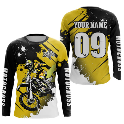 Personalized Yellow Dirt Bike Jersey Motocross Jersey Men Women Kid Upf30+Youth Racing Jersey DNT76