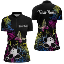 Load image into Gallery viewer, Colorful Butterflies Bowling Shirt for Women Bowling Team Jersey Shirts Polo &amp; Quarter-Zip HNT27