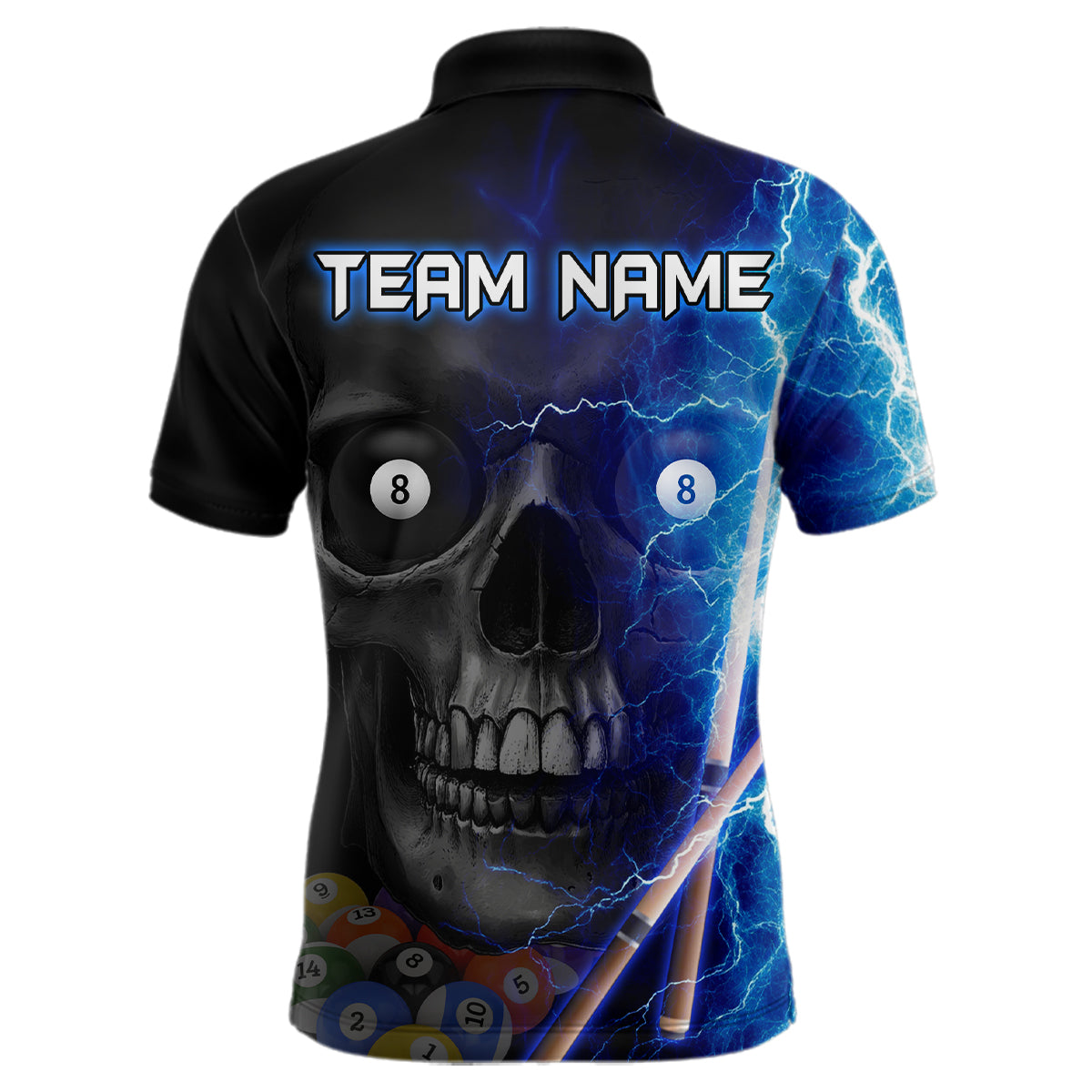 Custom Skull Thunder Billiard Shirts for Men Billiard Team Jerseys Polo & 1/4 Zip Shirts NNT44