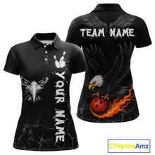 Load image into Gallery viewer, Custom Black Eagle Bowling Women Bowling Shirt Polo &amp; Quarter-Zip Bowling Team Jerseys HNT77