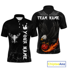 Load image into Gallery viewer, Custom Black Eagle Bowling Men Bowling Shirt Polo &amp; Quarter-Zip Bowling Team Jerseys HNT77