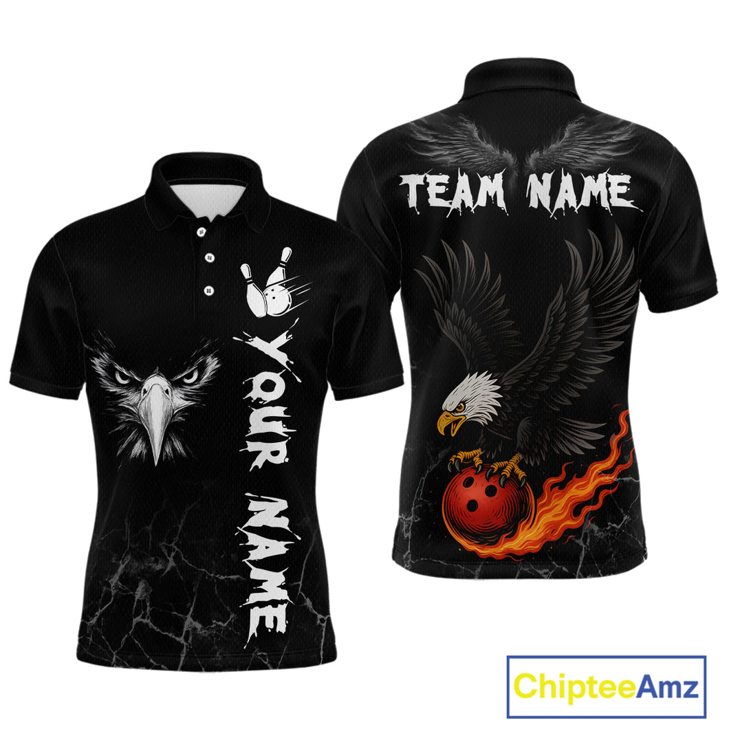 Custom Black Eagle Bowling Men Bowling Shirt Polo & Quarter-Zip Bowling Team Jerseys HNT77