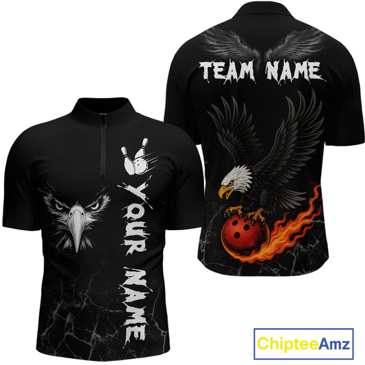 Custom Black Eagle Bowling Men Bowling Shirt Polo & Quarter-Zip Bowling Team Jerseys HNT77