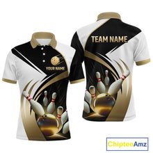 Load image into Gallery viewer, Gold Bowling Custom Men Bowling Shirt Polo &amp; Quarter-Zip Bowling Team Jerseys HNT61