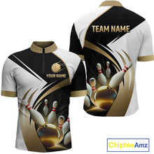 Load image into Gallery viewer, Gold Bowling Custom Men Bowling Shirt Polo &amp; Quarter-Zip Bowling Team Jerseys HNT61