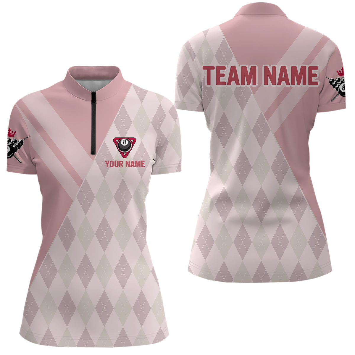 Custom Vintage 8 Ball Billiard Jersey for Women Billiard Team Shirt Billiard Shirt Polo & 1/4 Zip NNT99