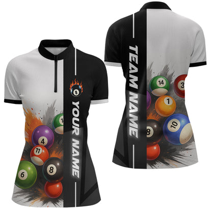 Personalized Women Billiard Shirts Ball Pool Polo & 1/4 Zip Billiard Team Jerseys Billiard Shirt NNT59