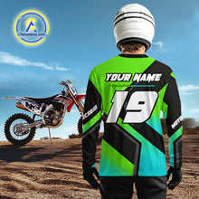 Load image into Gallery viewer, Green Motocross Shirts UPF30+Custom Dirt Bike Jersey Off-Road Shirt Kid Men Women DNT57