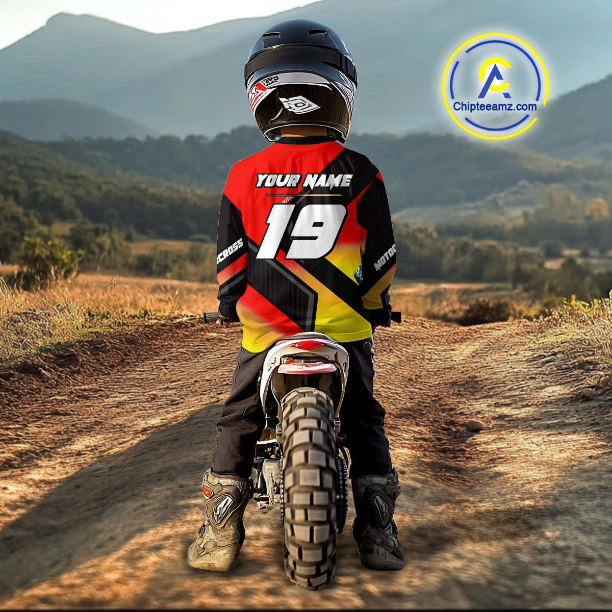 Red Motocross Shirts UPF30+Custom Dirt Bike Jersey Off-Road Shirt Kid Men Women DNT57
