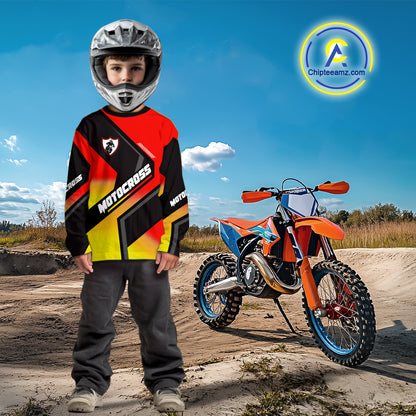 Red Motocross Shirts UPF30+Custom Dirt Bike Jersey Off-Road Shirt Kid Men Women DNT57