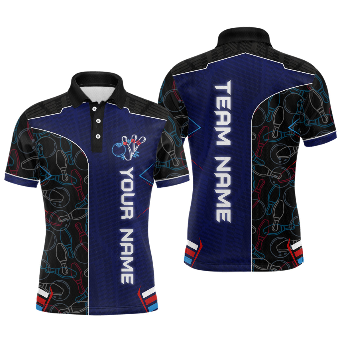 Bowling Jersey for Men Personalized Bowling Gifts for Men Bowling Team Shirts with Name Polo & 1/4 Zip HNT29