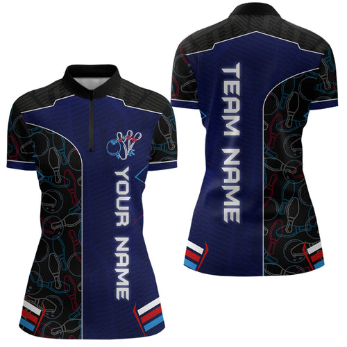 Bowling Jersey for Women Personalized Bowling Gifts for Women Bowling Team Shirts with Name Polo & 1/4 Zip HNT29