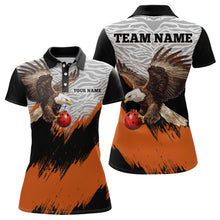 Load image into Gallery viewer, Custom Name Orange Eagle Bowling Shirt Bowling Jersey for Women Polo &amp; 1/4 Zip Shirt Team League HNT07