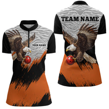 Load image into Gallery viewer, Custom Name Orange Eagle Bowling Shirt Bowling Jersey for Women Polo &amp; 1/4 Zip Shirt Team League HNT07