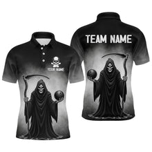 Load image into Gallery viewer, Custom Black Skeleton Bowling Jersey for Men Bowling Uniform Polo &amp; 1/4 Zip Bowling Team Shirts HNT110