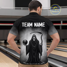 Load image into Gallery viewer, Custom Black Skeleton Bowling Jersey for Men Bowling Uniform Polo &amp; 1/4 Zip Bowling Team Shirts HNT110