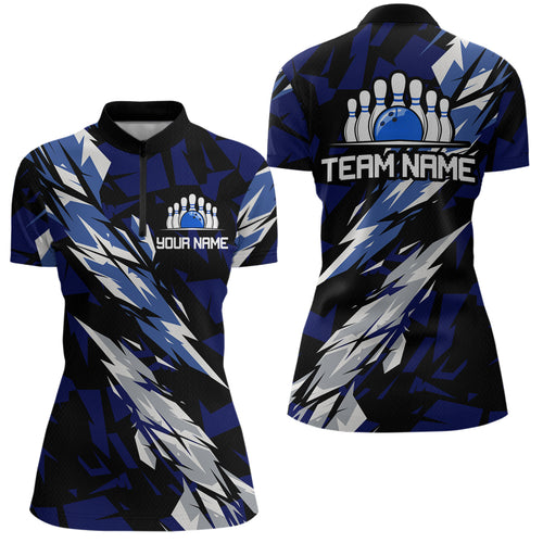 Custom Bowling League Shirts For Women with Name Bowling Team Jerseys Polo & Quarter- Zip HNT37