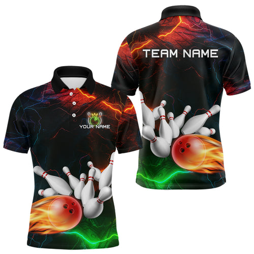 Custom Colorful Lightning Bowling Jersey for Men Bowling Uniform Polo & 1/4 Zip Bowling Team Shirts HNT113