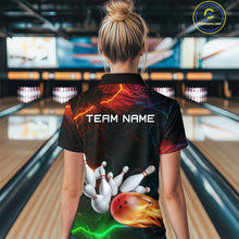 Load image into Gallery viewer, Custom Colorful Lightning Bowling Jersey for Women Bowling Uniform Polo &amp; 1/4 Zip Bowling Team Shirts HNT113