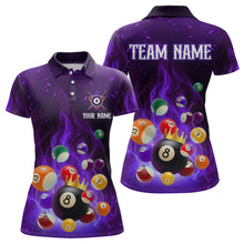 Load image into Gallery viewer, Purple Flaming Billiards Shirt 8 Ball Billiards Shirt Women Polo Shirts &amp; 1/4 Zip NNT08