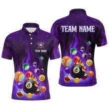 Load image into Gallery viewer, Purple Flaming Billiards Shirt 8 Ball Billiards Shirt Men Polo Shirts &amp; 1/4 Zip NNT08
