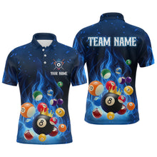 Load image into Gallery viewer, Blue Flaming Billiards Shirt 8 Ball Billiards Shirt Men Polo Shirts &amp; 1/4 Zip NNT09